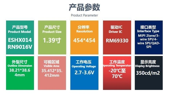 1.39  Inch AMOLED Round LCD Display With 454*454 Resolution QSPI Interface High Definition High Brightness Color Screen