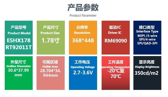 178  Inch AMOLED  LCD Display With 368*448 Resolution QSPI Interface High Definition High Brightness Color Screen
