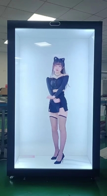 86inch Human Size Interactive 3D Hologram Box Transparent LCD Showcase Touchscreen Holoportation Real Time Projection