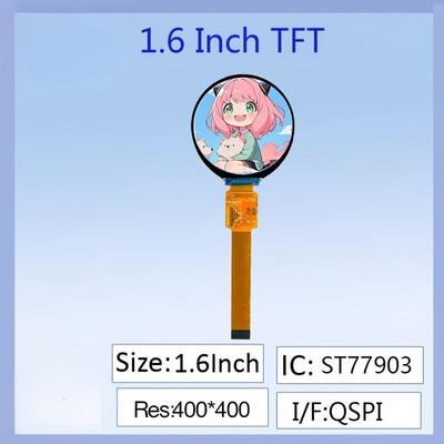 Màn hình LCD TFT IPS tròn 1.6 inch - Độ phân giải 400x400, IC Driver ST77903, Giao diện cắm 16PIN, Đa sắc, Góc nhìn rộng cho Thiết bị đeo thông minh/Dụng cụ công nghiệp/Dự án điện tử DIY